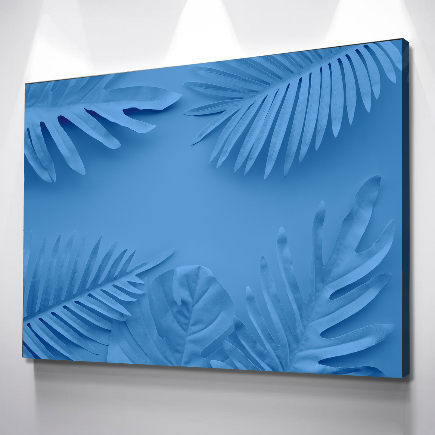 Living Room Wall Art | Living Room Wall Decor | Bedroom Wall Art | Bedroom Wall Decor | Blue Leaves Abstract Canvas Wall Art