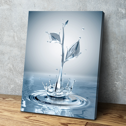 Blue Leaf Splash Portrait Bathroom Wall Art | Bathroom Wall Decor | Bathroom Canvas Art Prints | Canvas Wall Art