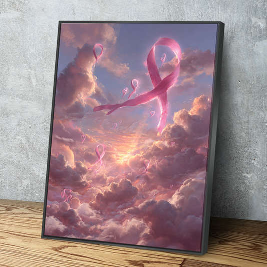 Ribbons of Hope – Breast Cancer Awareness Canvas Wall Art v3