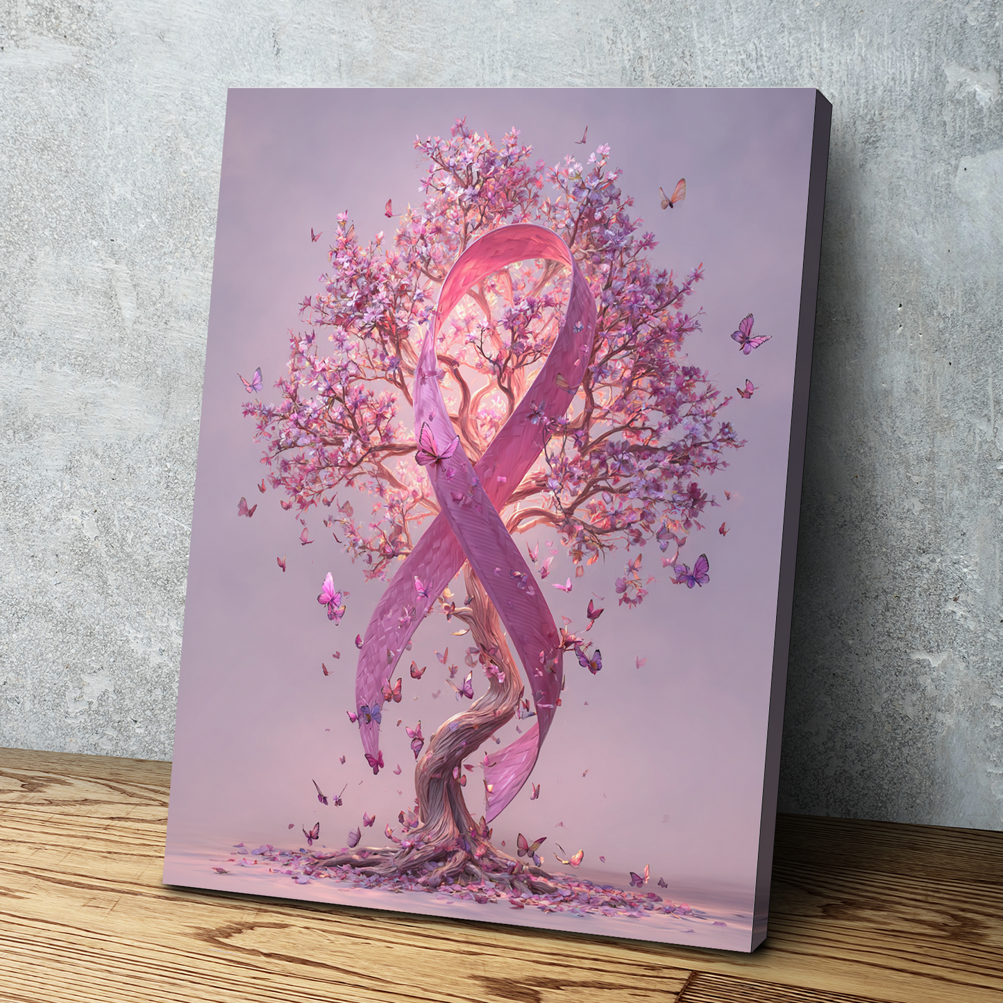Ribbons of Hope – Breast Cancer Awareness Canvas Wall Art