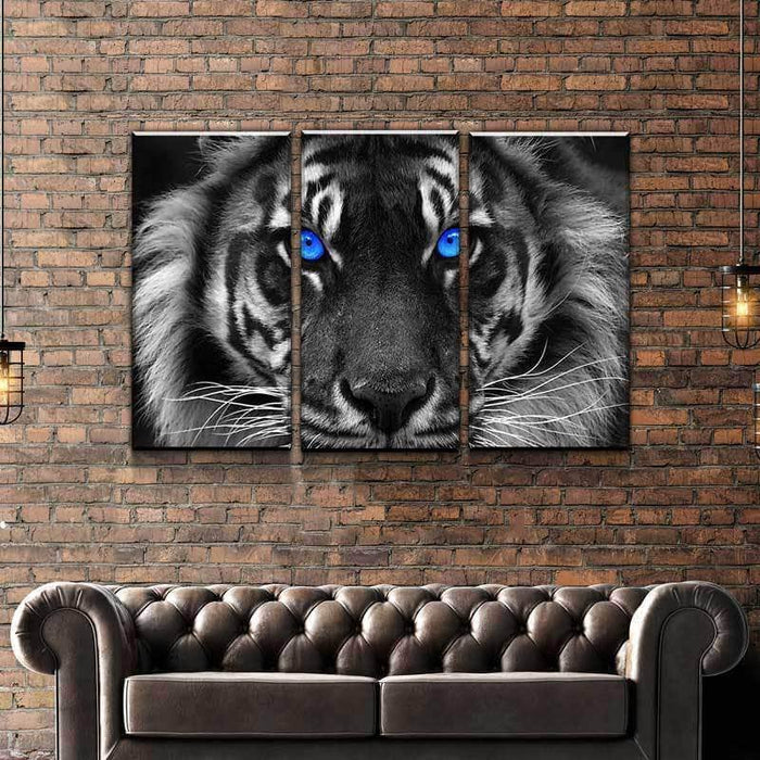 Tiger Wall Art | Tiger Canvas Art | Blue Eyed Tiger Canvas Wall Art Set