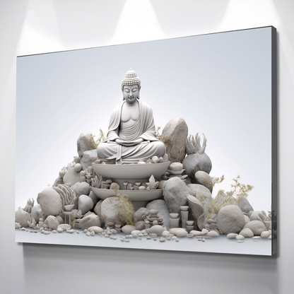 Buddha Monk Zen Stones Bathroom Wall Art | Bathroom Wall Decor | Bathroom Canvas Art Prints | Canvas Wall Art v4