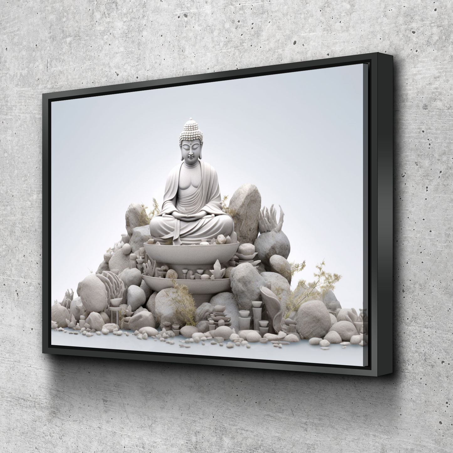 Buddha Monk Zen Stones Bathroom Wall Art | Bathroom Wall Decor | Bathroom Canvas Art Prints | Canvas Wall Art v4