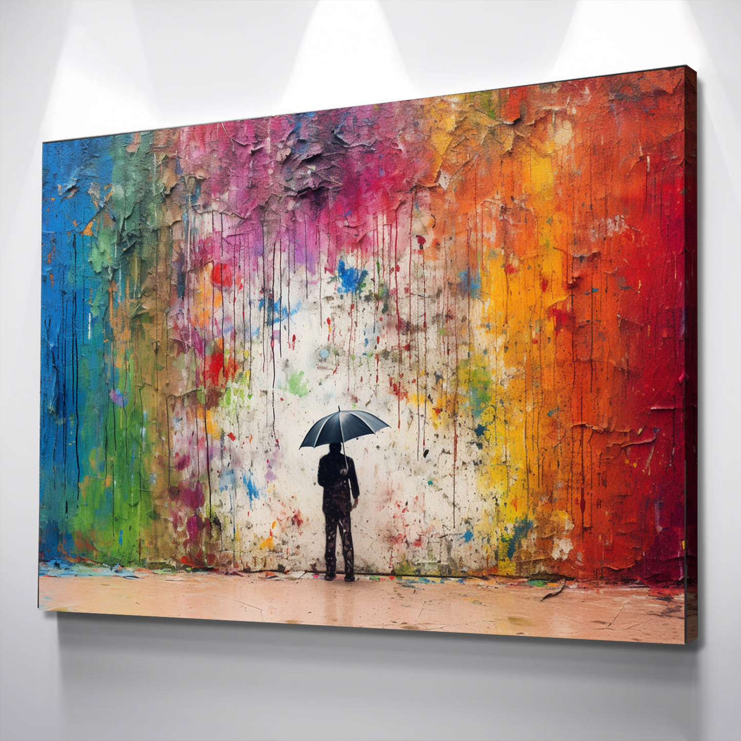 Graffiti Canvas Art | Colored Rain Mural Print Poster Art Canvas Wall Art | Living Room Bedroom Canvas Wall Art v2