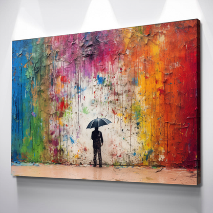 Graffiti Canvas Art | Colored Rain Mural Print Poster Art Canvas Wall Art | Living Room Bedroom Canvas Wall Art v2