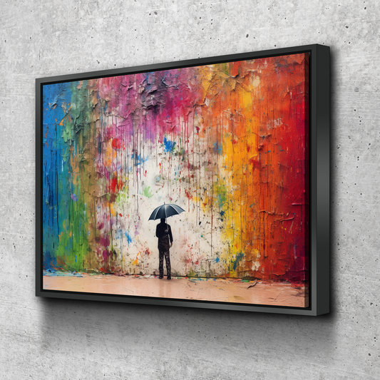 Graffiti Canvas Art | Colored Rain Mural Print Poster Art Canvas Wall Art | Living Room Bedroom Canvas Wall Art v2