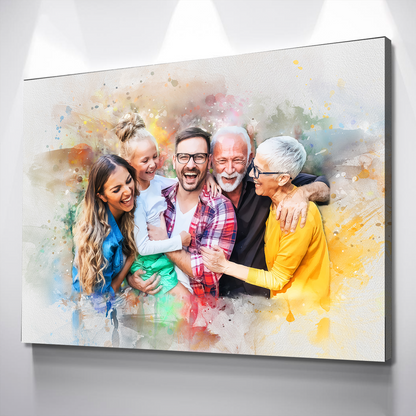 Custom Family Watercolor Portrait Horizontal | Portrait from Photo | Family Portrait Painting | Anniversary Gift | Family Illustration | Christmas Gift