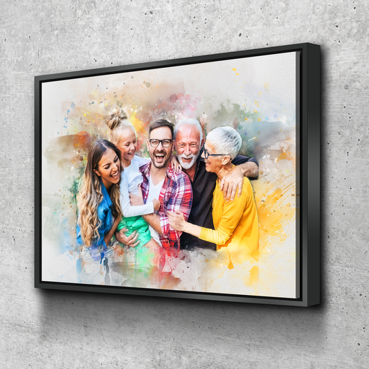 Custom Family Watercolor Portrait Horizontal | Portrait from Photo | Family Portrait Painting | Anniversary Gift | Family Illustration | Christmas Gift
