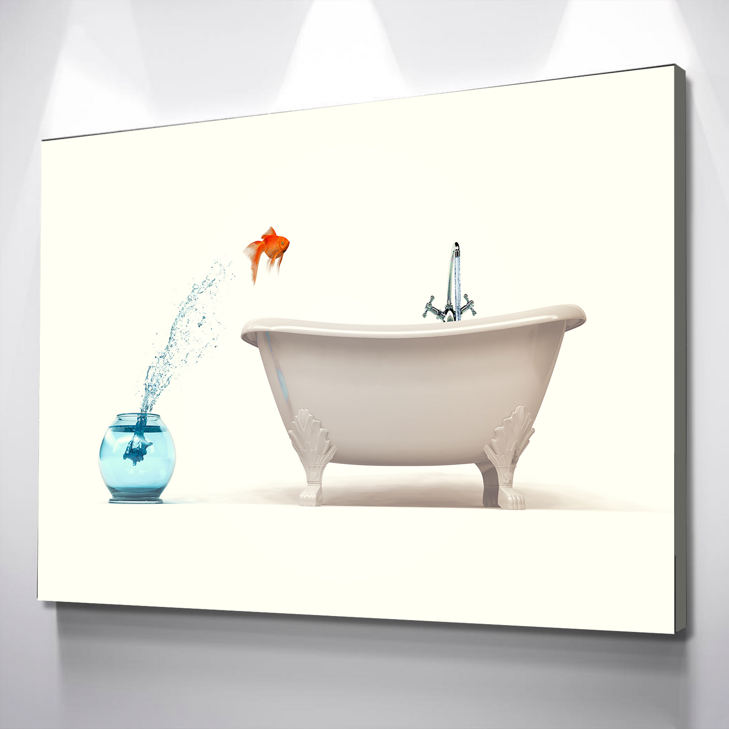 Goldfish Bathtub Landscape Bathroom Wall Art | Bathroom Wall Decor | Bathroom Canvas Art Prints | Canvas Wall Art