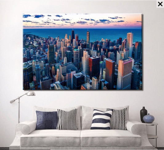 Chicago Wall Art Canvas Chicago Skyline Chicago Print Art Chicago Poster