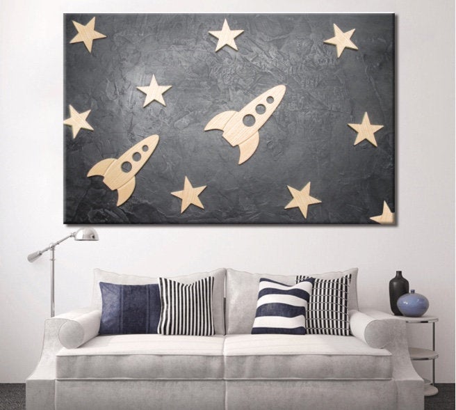 Kids Wall Decor | Kids Wall Art | Rockets and Stars | Nursery Decor | Children's Room Decor | Playroom Decor