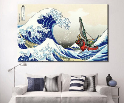 Zelda Windwaker The Great Wave off Kanagawa Canvas Wall At Multi Panel Wall Art