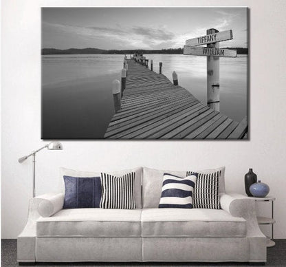 Personalized Gifts for Dad | Father's Day Canvas | Dad Canvas | Lake Dock Personalized Canvas Wall Art Wall Art with Names