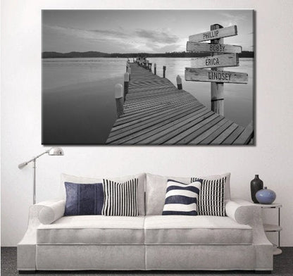 Personalized Gifts for Dad | Father's Day Canvas | Dad Canvas | Lake Dock Personalized Canvas Wall Art Wall Art with Names