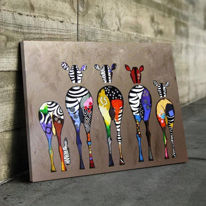 Zebra Abstract Colorful - Canvas Wall Art Framed Print - Various Sizes