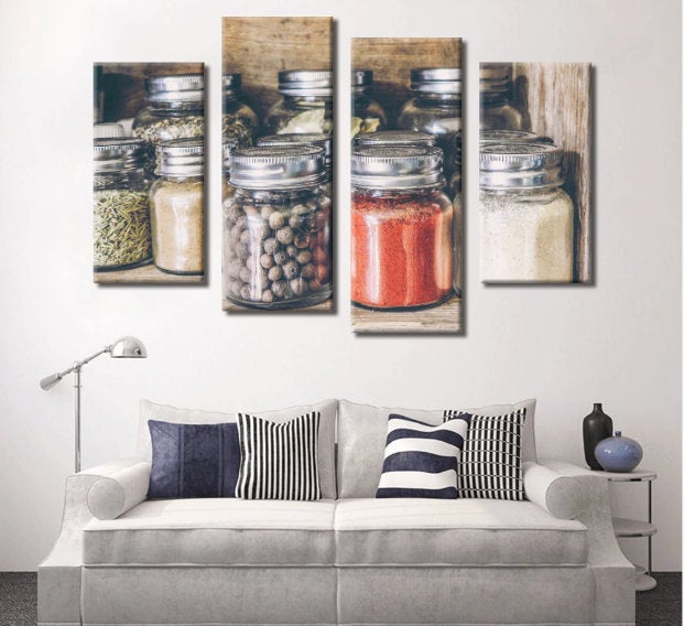 Kitchen Wall Art | Kitchen Canvas Wall Art | Kitchen Prints | Kitchen Artwork | Glass Jar