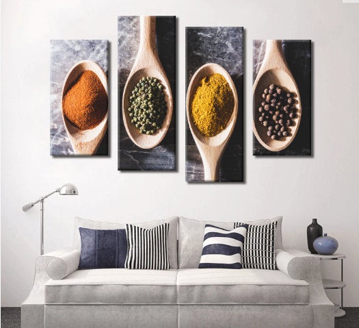 Kitchen Wall Art | Kitchen Canvas Wall Art | Kitchen Prints | Kitchen Artwork | Wooden Spoons