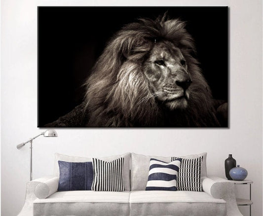 Black and White Lion Canvas Wall Art Set