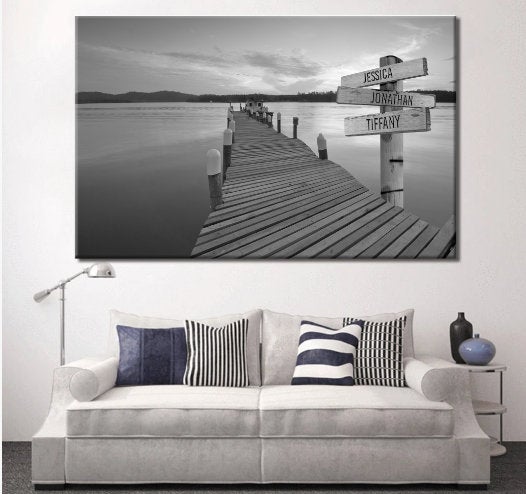 Personalized Gifts for Dad | Father's Day Canvas | Dad Canvas | Lake Dock Personalized Canvas Wall Art Wall Art with Names