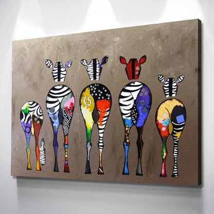 Zebra Abstract Colorful - Canvas Wall Art Framed Print - Various Sizes