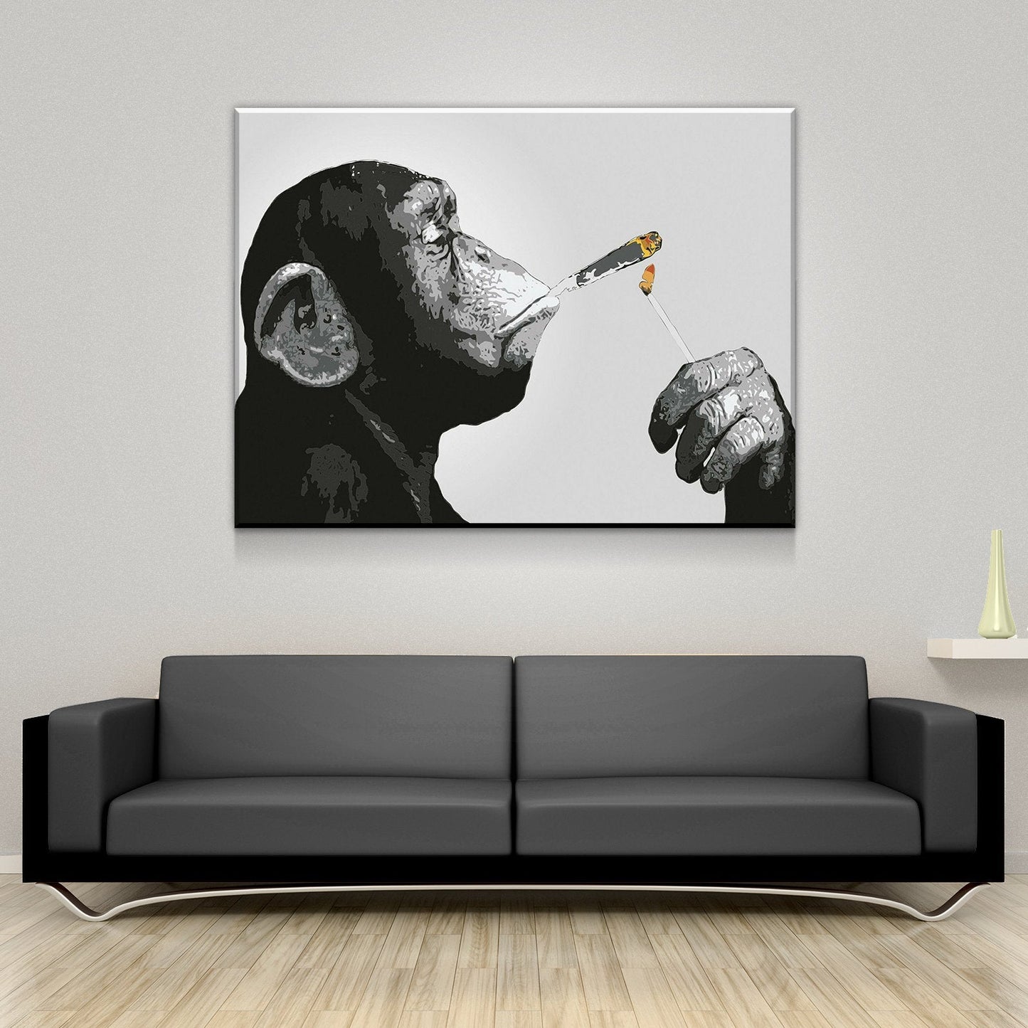 Monkey Chimp Smoking Spliff Canvas Wall Art Print Poster Ready to Hang Canvas