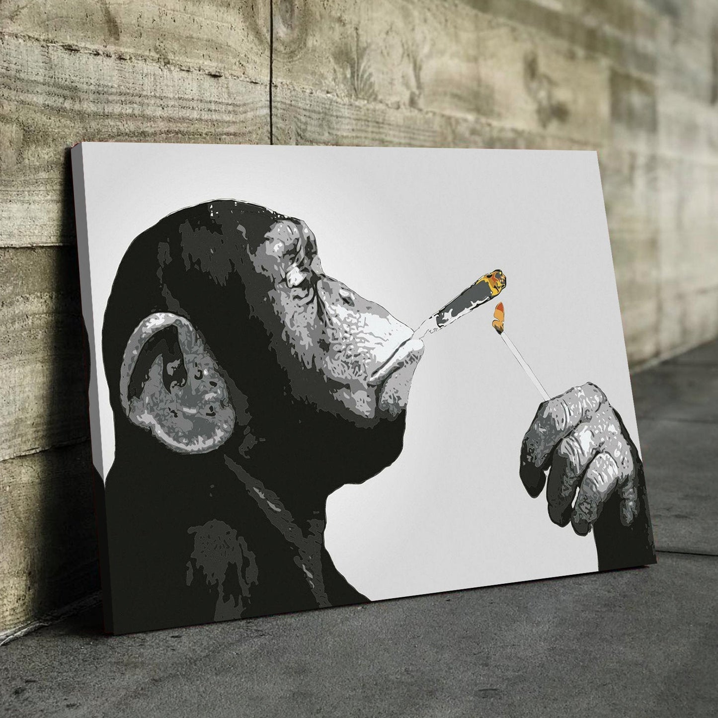 Monkey Chimp Smoking Spliff Canvas Wall Art Print Poster Ready to Hang Canvas