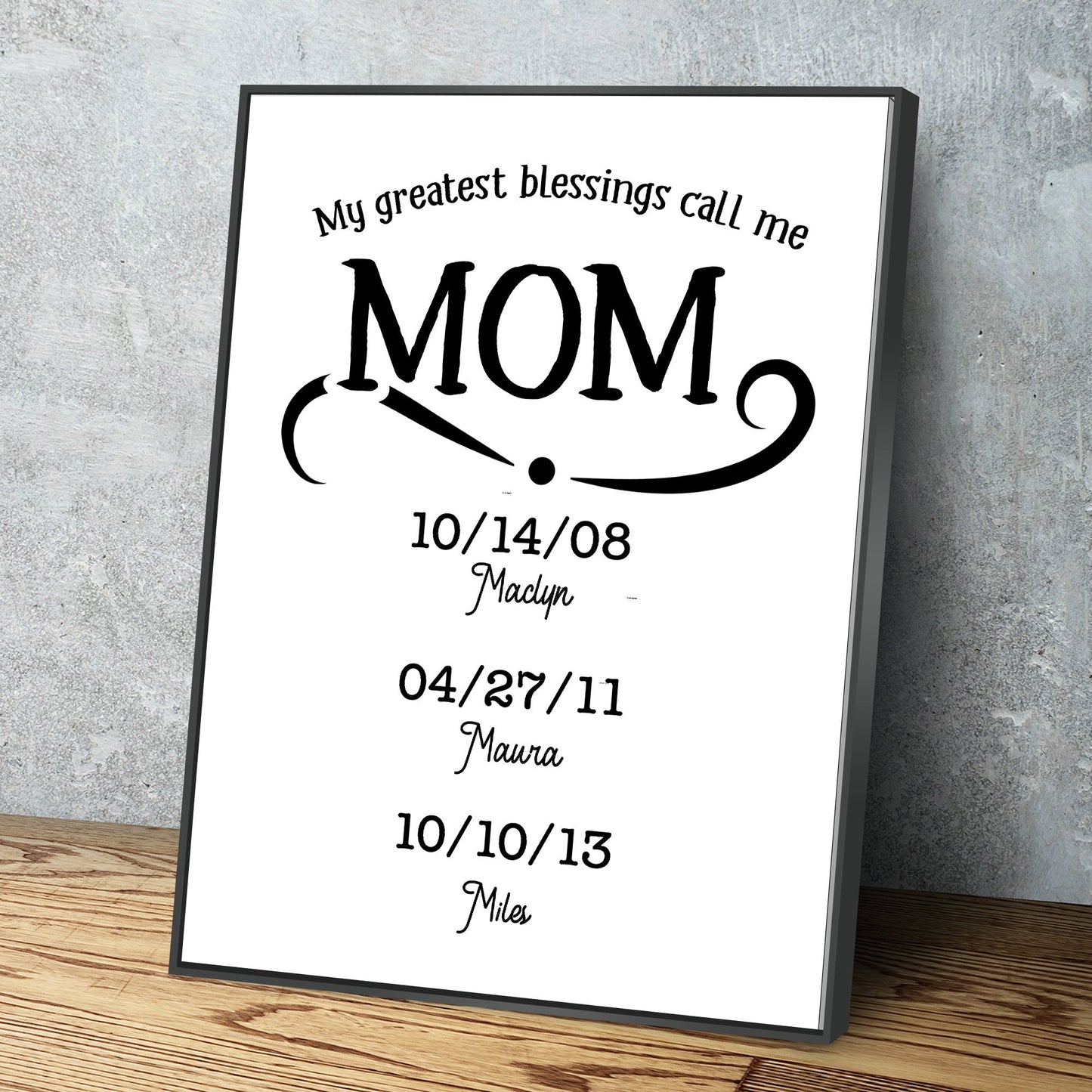 My Greatest Blessings Call Me Mom Personalized Multi-Name Custom Canvas Wall Art Various Sizes Ready to Hang Personalized Gift White