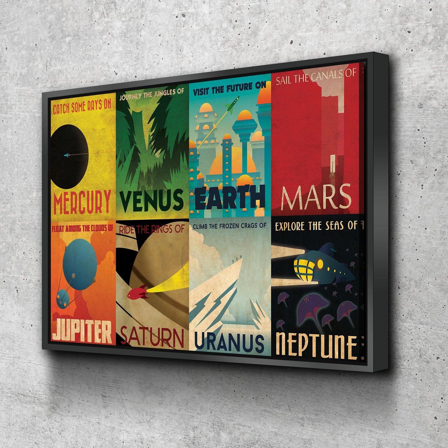 NASA Posters Space Travel Style Retro Vintage Canvas Wall Art Framed Print