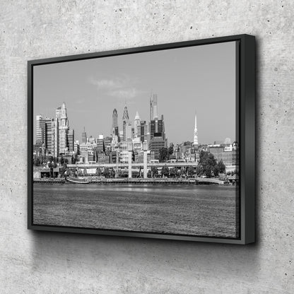 Philadelphia Skyline on Canvas, B&W Large Wall Art, Philadelphia Print, Philadelphia art, Philadelphia Photo, Philadelphia Canvas, Panoramic