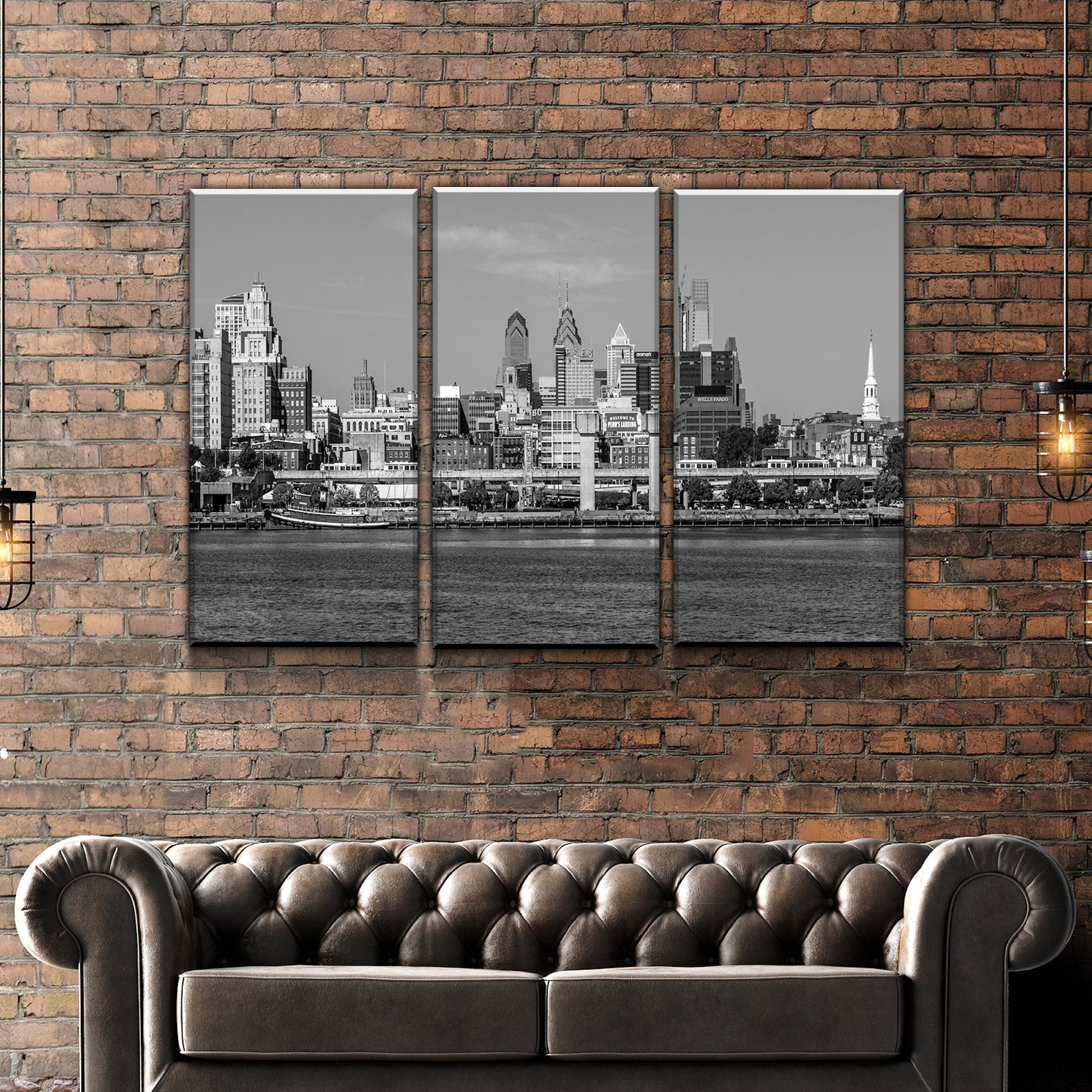 Philadelphia Skyline on Canvas, B&W Large Wall Art, Philadelphia Print, Philadelphia art, Philadelphia Photo, Philadelphia Canvas, Panoramic