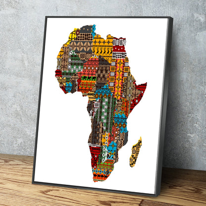 African Art Canvas-Map of Africa in Pattern Style Art Canvas Poster/Printed Picture Wall Art Decoration POSTER or CANVAS READY to Hang