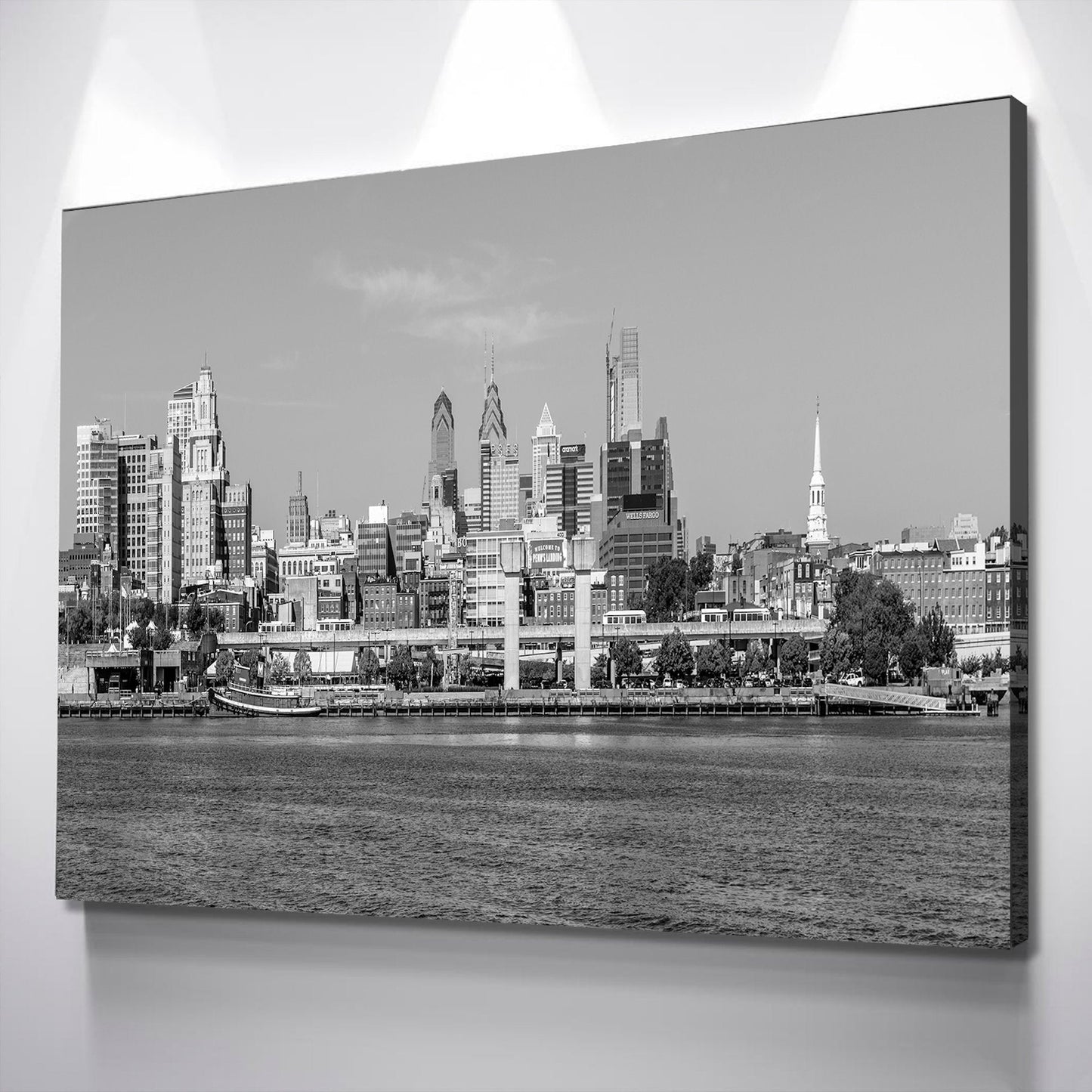 Philadelphia Skyline on Canvas, B&W Large Wall Art, Philadelphia Print, Philadelphia art, Philadelphia Photo, Philadelphia Canvas, Panoramic