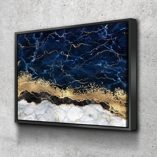 Blue Gold Marble Canvas , Luxury Wall Art, Abstract Wall Decor, Navy Blue Abstract, Modern Artwork, Oversize Canvas Art, Contemporary Art