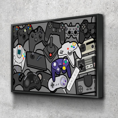 Game Controllers - Video Gamer Decor - Gamer Wall Art Poster Canvas Wall Art Ready to Hang Various Sizes