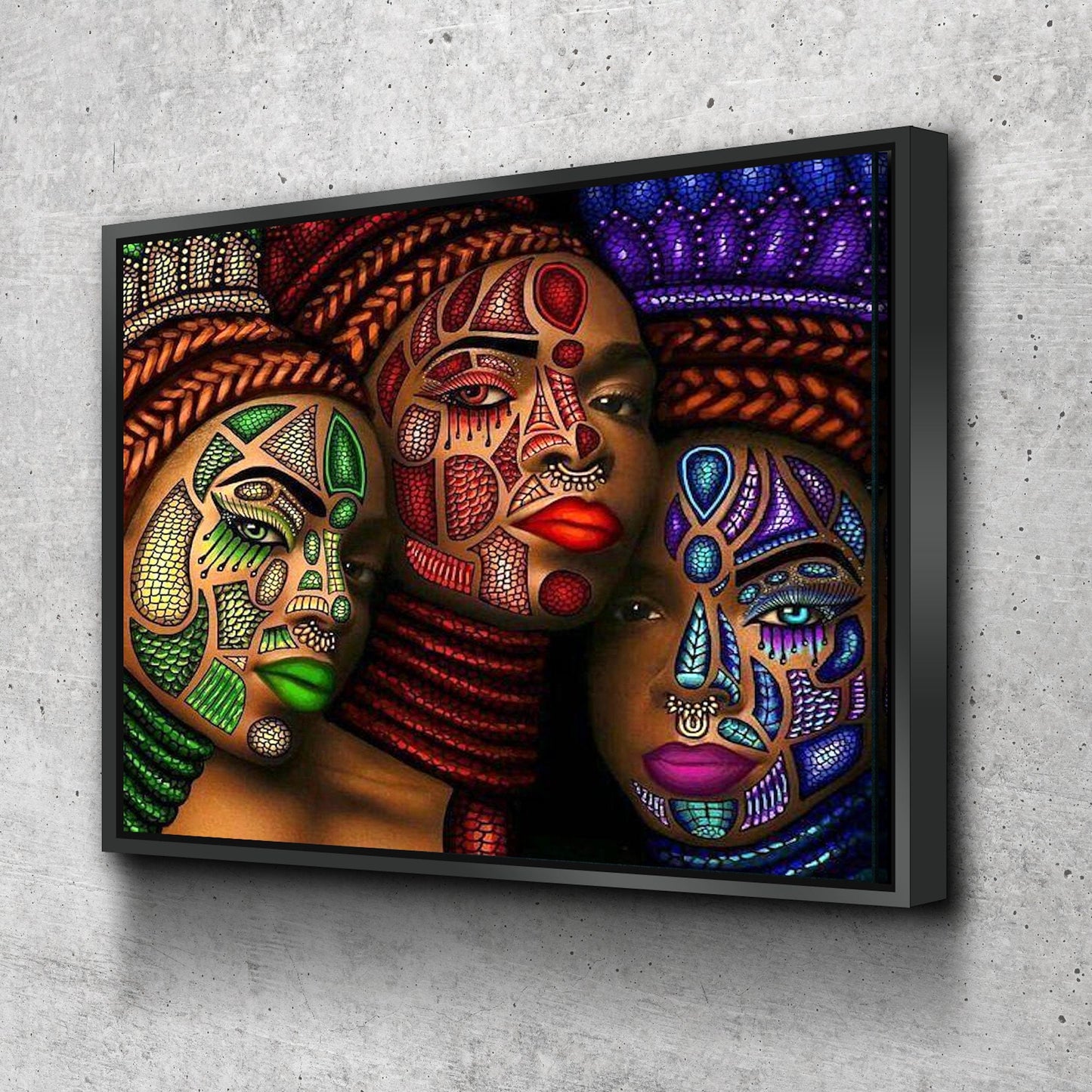 African Wall Art | Abstract African art | Canvas Wall Art | Three African Women Abstract