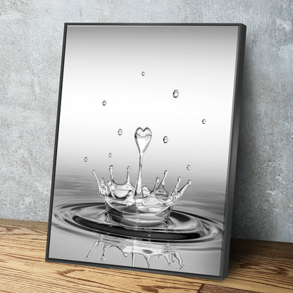 Black and White Heart Drop Splash Bathroom Wall Art | Bathroom Wall Decor | Bathroom Canvas Art Prints | Canvas Wall Art