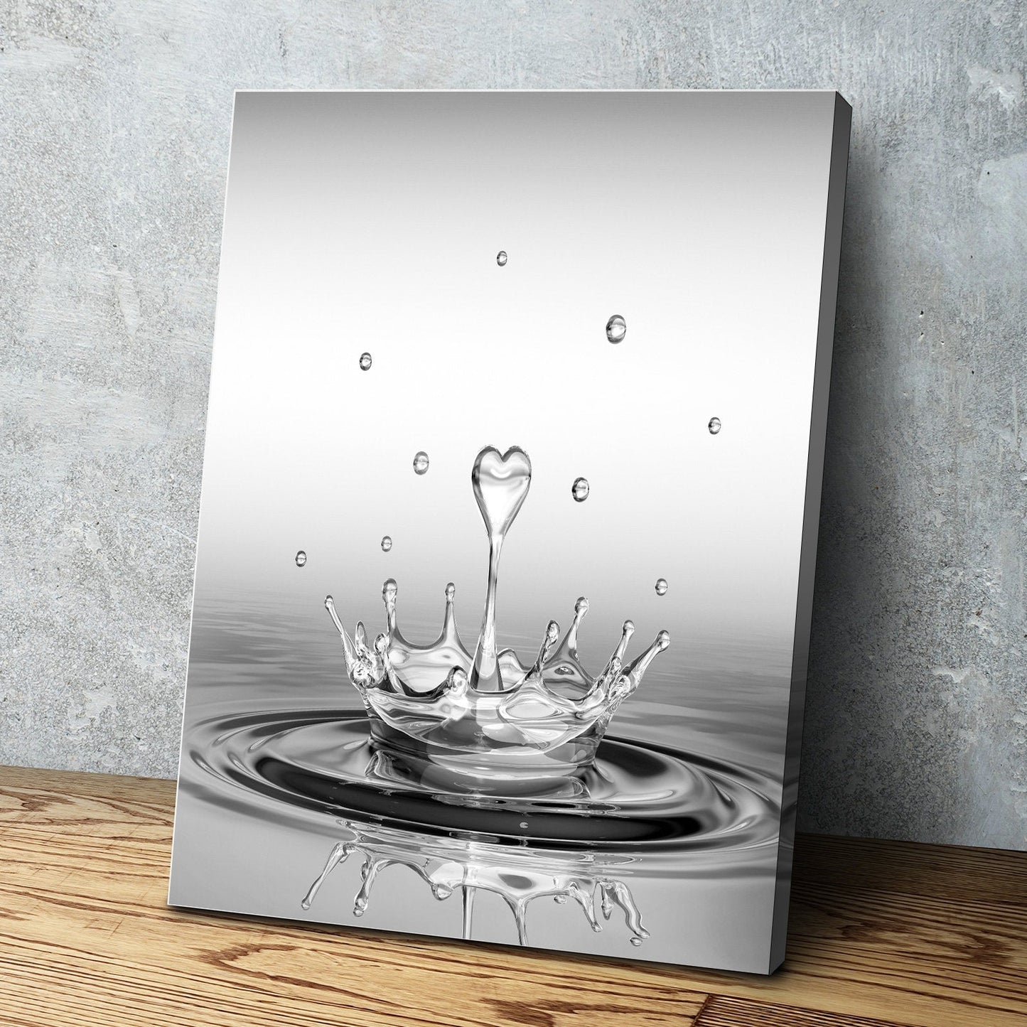 Black and White Heart Drop Splash Bathroom Wall Art | Bathroom Wall Decor | Bathroom Canvas Art Prints | Canvas Wall Art