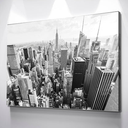 New York Skyline in B&W Canvas Art - New York Empire State, New York Canvas, New York Poster, New York Photo, Large Wall art