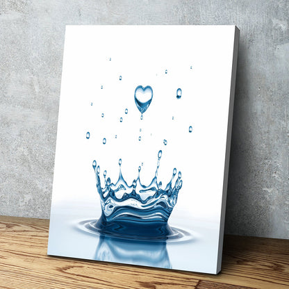 Heart Drop Water Portrait Bathroom Wall Art | Bathroom Wall Decor | Bathroom Canvas Art Prints | Canvas Wall Art