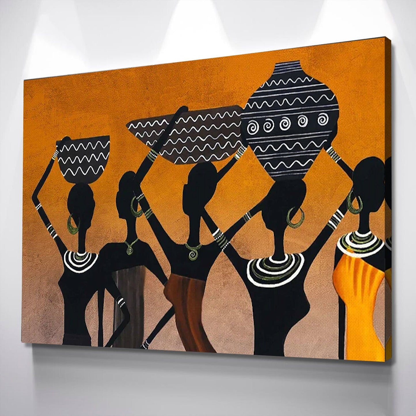 African Wall Art | African Canvas Art | Canvas Wall Art | African Women w/ Water Pot