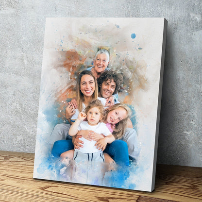 Custom Portrait From Picture, Watercolor Portrait Art, Gift From Wife, Family Portrait, Photo Gift From Kids, Memory gift, Canvas Art