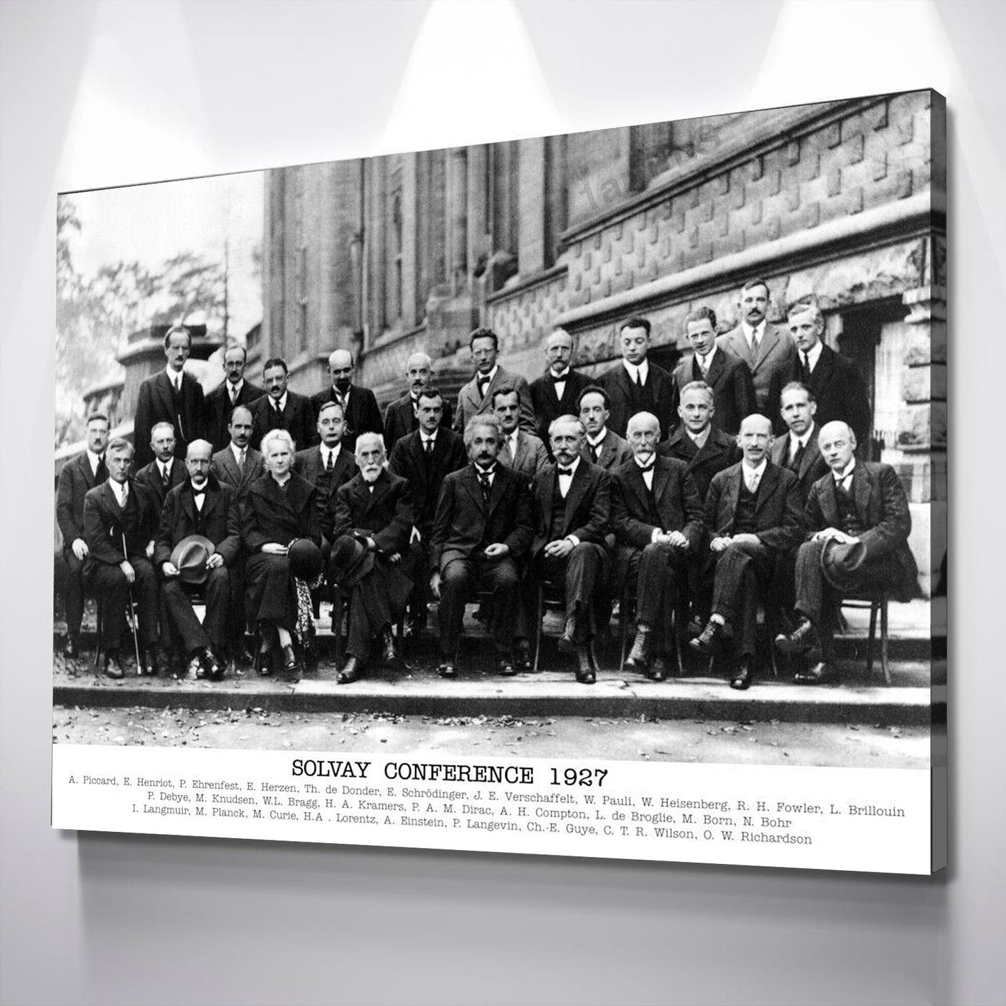 Solvay Conference 1927 Poster with Names, Einstein, Curie, Schrödinger, Heisenberg, Bohr, Planck, Vintage Physics Poster Science Photo Print