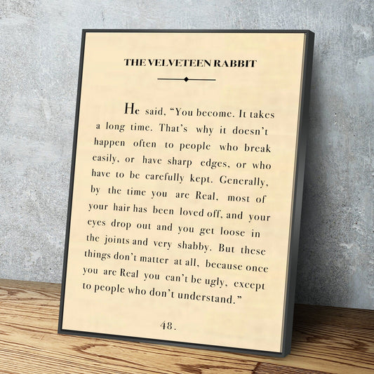 The Velveteen Rabbit Vintage Book Page Literary Quote Art Print Portrait Vintage Poster Canvas Wall Art Décor Gift