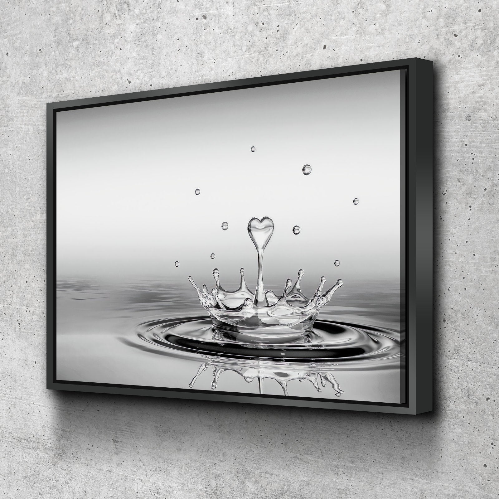 Heart Drop Splash Black and White Landscape Bathroom Wall Art | Bathroom Wall Decor | Bathroom Canvas Art Prints | Canvas Wall Art