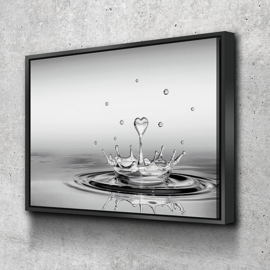 Heart Drop Splash Black and White Landscape Bathroom Wall Art | Bathroom Wall Decor | Bathroom Canvas Art Prints | Canvas Wall Art