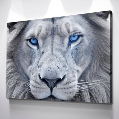 Lion Wall Art | Lion Canvas | Living Room Bedroom Canvas Wall Art Set | Blue Eyed Arctic Lion