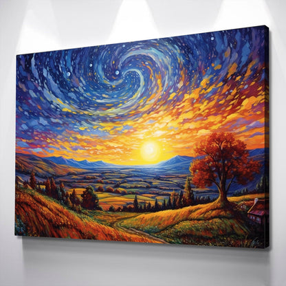 Starry Night Poster | Starry Night Canvas | Sky Galaxy Landscape Art Print | Living Room Bedroom Canvas Wall Art