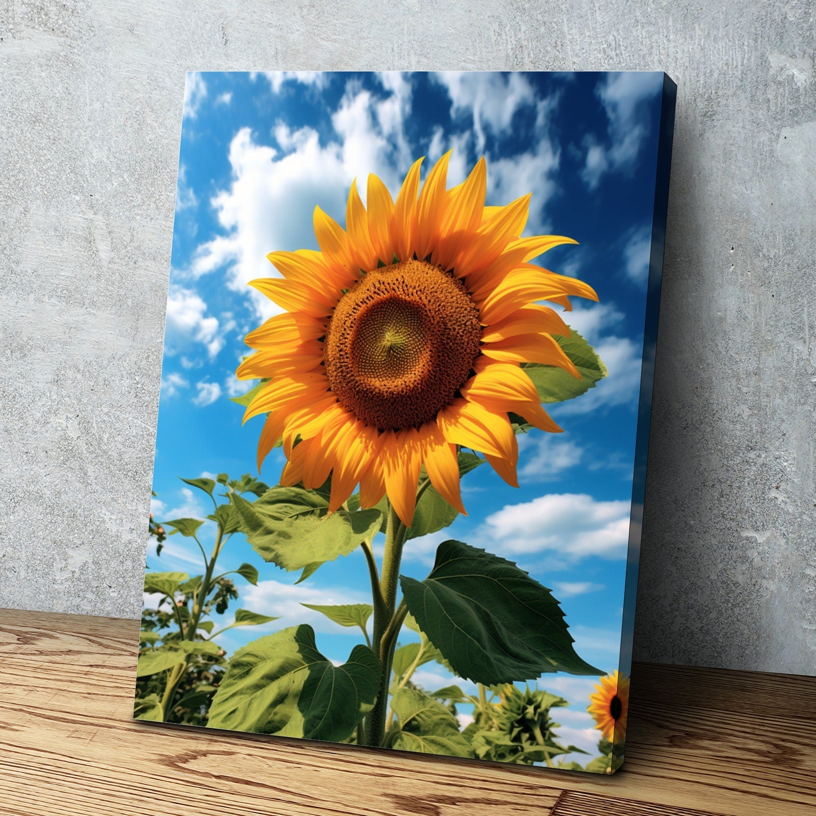 Sunflower Canvas Painting | Summer Sunflower Field Flowers Yellow | Sunflower Canvas Wall Art | Sunflower Wall Decor Print | Living Room Bat