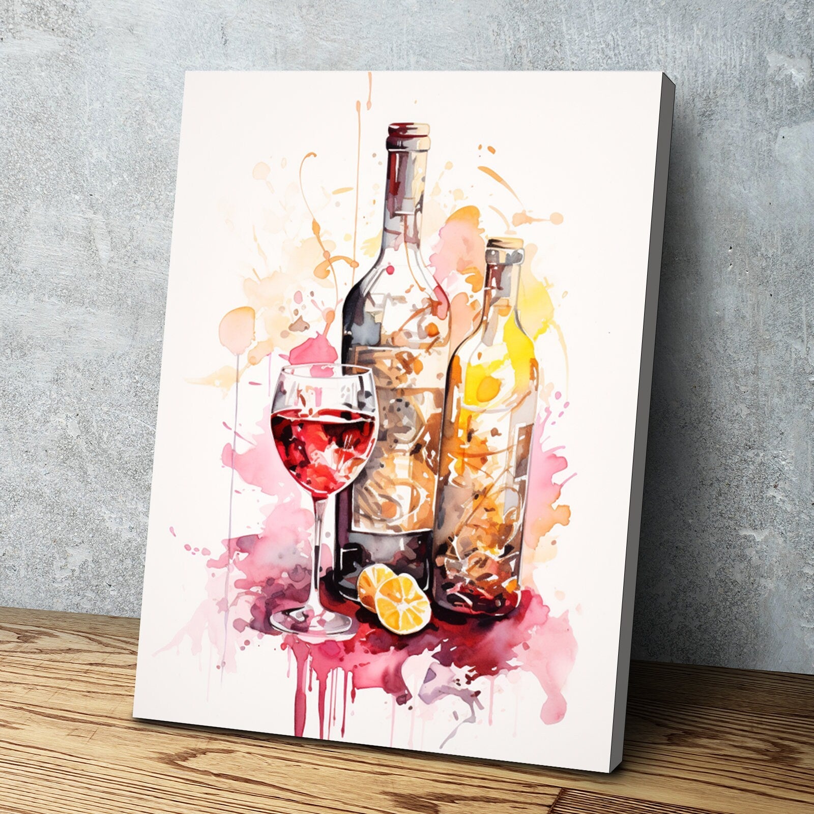 Kitchen Wall Art | Kitchen Canvas Wall Art | Kitchen Prints | Kitchen Artwork | Wine Bottle Glass v3