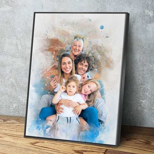 Custom Portrait From Picture, Watercolor Portrait Art, Gift From Wife, Family Portrait, Photo Gift From Kids, Memory gift, Canvas Art